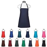 Premium Chef Three Pocket Apron 3 Pockets Great for Restaurants, Bistros, Chefs, Baker, Servers, Waitress, Waiter, Craftsmen (Navy)