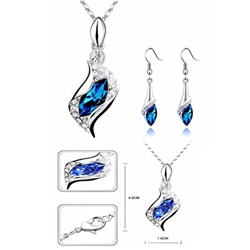 image for Auwer Clearance Elegant Crystal Fashion Earrings Pendant Necklace Jewe