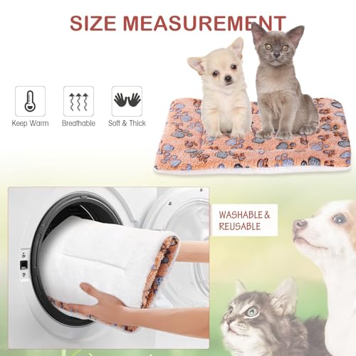 Soft Pet Bed Mats, 33 x 47 cm Cozy Fleece Dog and Cat Crate Kennel Pads with Cute Prints, Washable and Thickened - Ideal for Hamsters and Guinea, 4 PCS