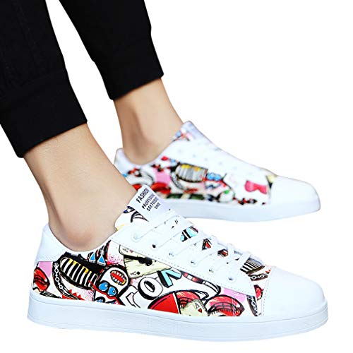 Leadmall Skateboarding Shoes - Men Women Fashion Colorful Print Flat Skater Sneakers - Teenager Casual Daily School Walking Shoes