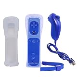 NewBull Built in Motion Plus Remote and Nunchuck Combo for Wii and Wii U (Dark Blue)