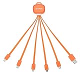 CHAFON Compatible for 6 in 1 Multi Charger Cable USB C/Micro USB/Mini USB Ports-Orange[Only Micro Support Sync Data]
