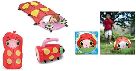 Mollie Bollie Ladybug Child Sleeping Bag, Flashlight, Kickball Bundle 3 Items