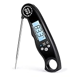 Rophie Digital Instant Read Food Thermometer Cooking Thermometer Meat Thermometer Kitchen Thermometer with Backlit LCD /Folding Probe for Easter, BBQ, Oven, Grill，Kitchen Candy, Meat Cooking (Black)