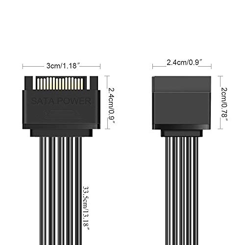 15 Pin SATA Power Extension Cable, Dayree 3pcs 13" Male to Female Extender Cable Cord Adapter for HDD, SSD, Optical Drives, DVD Burners, PCI Cards and Hard Drive Disk