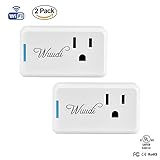 Mini Smart Plug Wuudi Wi-Fi Smart Socket Outlet, No Hub Required, Wireless Remote Control your Devices from Anywhere, Work with Alexa Echo (2- Pack) (2 Pack)