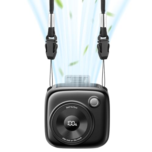 Slientspin Ventilador Portátil Cintura, Ventilador Portátil de Cuello Recargable, Batería 3000mAh 10H Autonomía, 3 Velocidades 14500RPM, para Senderismo,Exteriores,Trabajo -Ventilador Enfriamiento