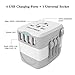 Castries European Adapter,2300W high Power Travel Adapter with 4 USB Charging Ports for International Power adapters in More Than 170 Countries (Gray White)