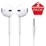 Earbuds, TiFaKa iPhone Earphones with Microphone Stereo Headphones with Mic and Remote Control 2Pack for iPhone 6s 6 Plus 5s 5 4s 4 SE 5C iPad iPod 7 8 7s IOS S8 S7 S6 Note 1 2 3 2 In Ear Earbuds