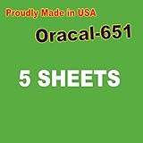 5 Sheets Oracal 651 Permanent, Adhesive Backed, Craft Vinyl Sheets 12