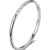 Jude Jewelers 1mm Stainless Steel Thin Stackable Three Stones Eternity Wedding Band Ring