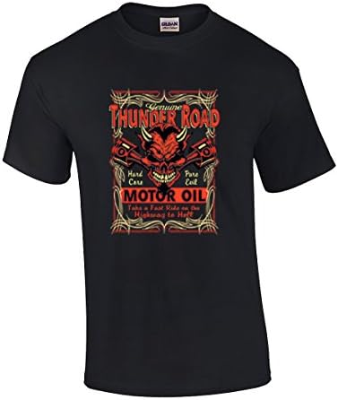 Thunder Road Highway to Hell Motor Oil Devil Graphic T-Shirt
