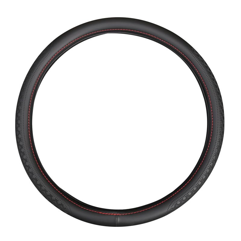 Photo 1 of (15-19inch) Car Steering Wheel Cover Rubber Inner Ring All Car Universal Four Seasons Universal Thin Fiber Leather Anti-Slip 16 17 18 19 inch for Truck (17inch, Black)