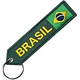 Pinstant Brasil Brazil Brazilian National Flag Portugeuse Federal Republic South America Ordem e Progresso Order Progress Blue Starry Sky Yellow Green Keychain Key Tag Chain Fob Ring