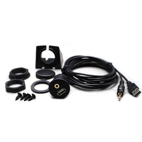 Goliton USB & 3.5mm AUX extension Flush Mount 2 Meter Audio cable, 1/8 AUX Car Bike Boat Motercycle Lead