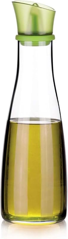 - Aceitera de Vidrio Borosilicato con Vertedor de Silicona - 250 ml - Ideal para Aceite, Vinagre y Salsas - Apta para Lavavajillas - Dosificador para Cocina y Mesa