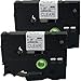 NEOUZA 2PK Compatible for Brother P-Touch Laminated Tze Tz Label Tape Cartridge 9mm x 8m (TZe-121 Black on Clear)