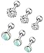 YOVORO 6Pcs 16G 316L Stainless Steel Stud Earrings for Women Cartiliage Earring Tragus Helix Piercing Created-Opal 3/4/5MM