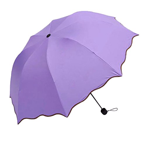 Smartcoco Mini Anti-UV Folding Umbrella Magical Bloom Flower in Rain Water Fashion Exquisite Windproof Sunshade for Women Girl Outdoor Sports Camping Walk Travel Parasol