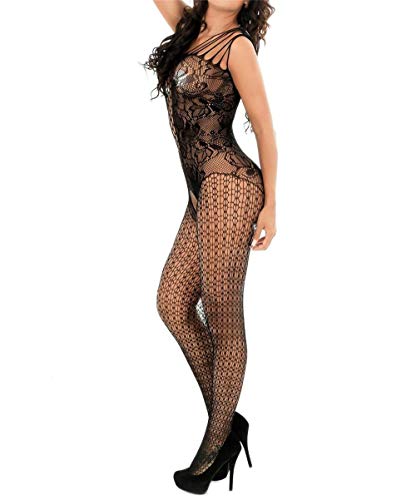 CURRMIEGO Crotchless Bodystocking Plus Size Open Crotch Teddy Lingerie for Women Black