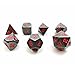Metallic 7pcs Dungeons and Dragons Dice Set, Metal RPG Game Dice with Red Numbers, Metallic 7pcs Polyhedral Dice Set