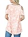 ACKKIA Women's Pink Casual Floral Print Cold Shoulder Cut Out Short Sleeve Blouse Shirt Top Size XL