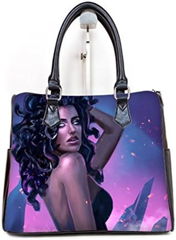 Women Female Barrel Type Handbags Top Handle Bags Purse with Medusa Printing