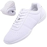 Mfreely Cheer Shoes for Girls White Cheerleading Athletic Dance Shoes Flats Tennis Walking Sneakers for Women
