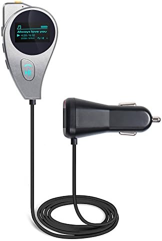 Bluetooth FM Transmitter, Wireless In-Car FM Transmitter Radio Adapter Car Kit with Dual 5V/2.1A USB Car Charger, AUX Port Support TF Card USB Flash Drive - Magnetic Car Mount holder