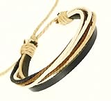 Mens Black Leather Strap Coloured Cords Leather Bracelet / Leather Wristband / Surf Bracelet