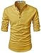 NEARKIN (NKNKN350 Beloved Men Henley Neck Long Sleeve Daily Look Linen Shirts Mustard US XL(Tag Size XL)
