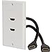 BUYER'S POINT HDMI Wall Plate | UL Listed 2 Port HDMI 2.0 w/ 2 Built in 6-inch Pigtails & Included Mounting Bracket, Supports Ethernet and 4K Video, Perfect for Home Theaters (White) — 1 Pack