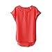 Women Carved Hollow Bat Sleeve Chiffon Top T-shirt Blouses Medium Watermelon Red