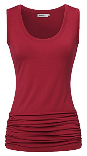 Helloacc Active Sleeveless Tops for Women, Scoop Neck Tank top Loose Fitness Gym Running Shirts Activewear Yoga Tops Wine M