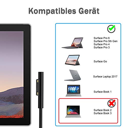 aifulo USB C Ladekabel für Ladeadapter Charger Cable,Type C PD für Surface Pro 3/4/5/6/Book 1/GO,Type C Ladekabel 12 V 3 A / 15 V 3A Aufladung Funktioniert mit PD,1.5 M