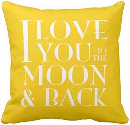 B Lyster shop Yellow I Love you to the moon #6402W 18 x 18 Pillow Case Home Decor Cushion Cover
