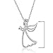 Amanda Rose Collection Winged Angel with Heart Diamond Pendant Necklace in Sterling Silver on an 18inch Sterling Silver Chain | Real Diamonds Necklaces for Women