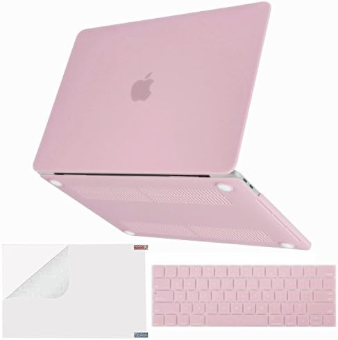 SZHHDX 3in1 Rubberized Frosted Soft-touch Hard Shell Case Cover with screen protector for MacBook Pro 13 Case 2017 &amp; 2016 (A1706 / 1708 ) (Rose powder)