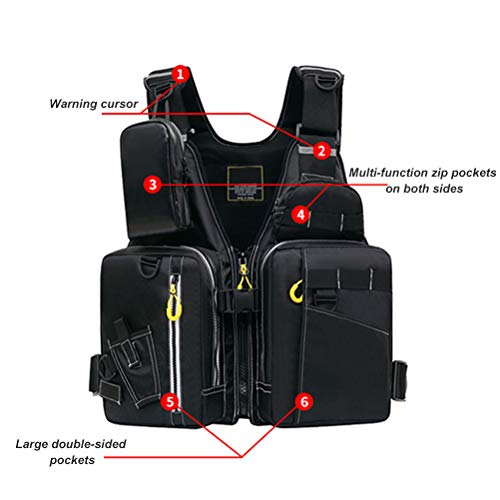 Yissma Gilet De Sauvetage De Pêche Réfléchissant Unisexe Gilet Multi-fonction Multi-poches à L’extérieur Gilet De Pêche à Haute Flottabilité