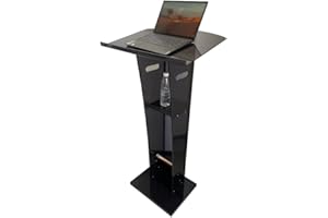NALWORT Acrylic Podium Stand 48"H, Clear Black Podium with Storage Shelf, Portable Pulpits for Churches, Lecturns and Podiums for Wedding, Classroom, Conference, 48"H x 23"W x 17"D