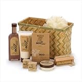 Eco Deluxe Bath Body Gift Basket Lotion Cream Brush Set