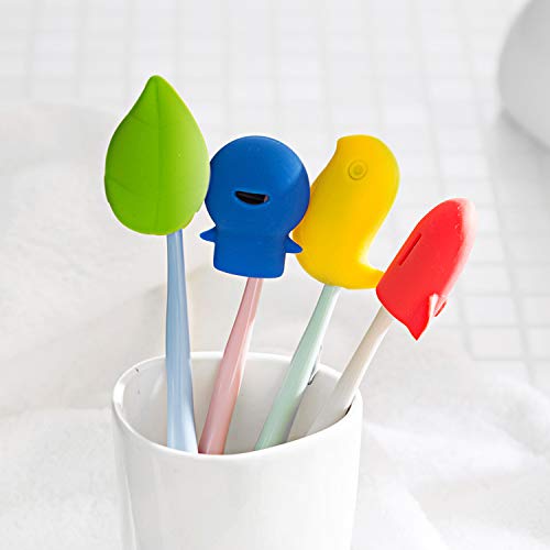 Auch 4Pcs Cute Cartoon Silicone Travel Toothbrush Holder Covers Toothbrush Case for Home, Travel, Outdoor Indoor Camping - Thumbnail 4