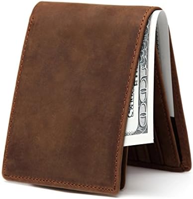 Mens Leather Wallet RFID Blocking Slim Bifold With Flip Multi-Card Case Holder ID Window