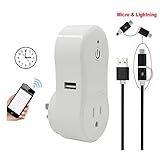 WIFI Smart Plug Outlet, Cxy Wifi Smart Phone Wireless Remote Control Timer Switch Turn on/off Electronics Remote Control Switch Via Android 3.0 / iOS 6.1 above App for Household Appliances