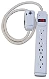 Fire Shield 6-Outlet Surge Protector Strip w/ Advanced Safety LCDI, 3-Foot Cord, White