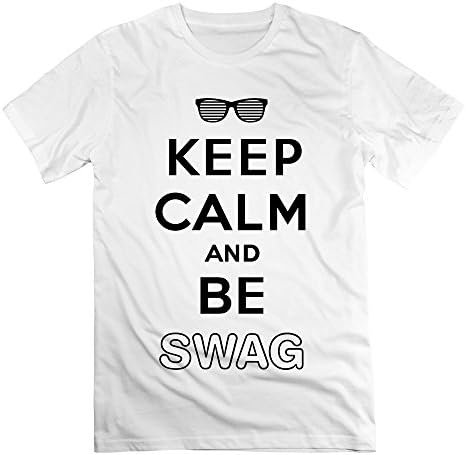 GGifKCU Keep Calm And Be Swag T Shirts For Man L White