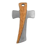 3.5" Pectoral Cross Pendant | Metal with Wood Inlay