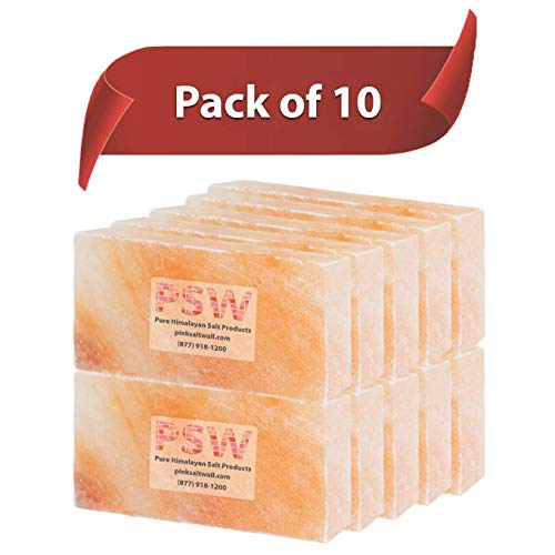 Wellness Pack Pro - 100% Pure Himalayan Pink Salt Bricks Size 8"x 4"x 2" Himalayan Pink Salt Tiles Crystal Salt Slab for Home Improvement and Decor (Pack of 10)