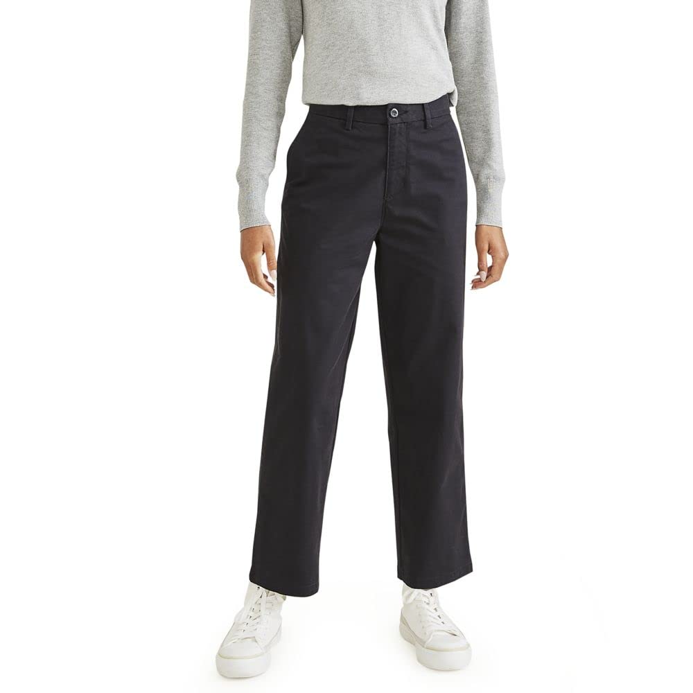 Dockers Women’s Straight Fit High Rise Weekend Chino Pants, Beautiful Black, 26
