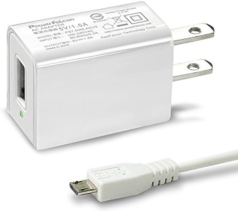 PowerFalcon 7.5W 5V 1.5A Travel Wall Charger (White) for iPhone 6/6s/Plus/SE/5s/5, Samsung, Sony, HTC and more + 80cm Micro-USB to USB Cable